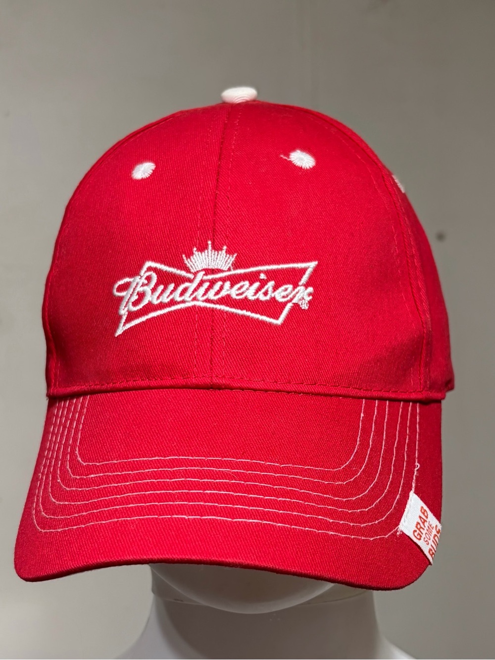 Budweiser Grab Some Buds Hat Adjustable Baseball Cap K-Products Red